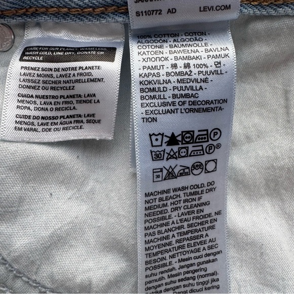 Levi's '94 Baggy Jean Shorts Light Blue Raw Hem Festival Concert Size 30 - Picture 2 of 6